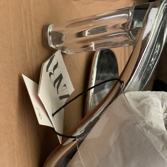 NWT. Zara Vinyl Sandals with Methacrylate Heels - Picture 10 of 11
